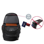 Swissdigital - Sac à dos noir NEPTUNE avec localisateur SDD-Le compartiment rembourré pour ordinateur portable est conçu pour s'adapter à n'importe quel ordinateur portable jusqu'à 16 pouces, et le compartiment rembourré pour tablette est conçu pour s'adapter à n'importe quelle tablette jusqu'à 9,75 pouces.