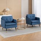 HOMCOM - Fauteuil d’appoint moderne avec large assise - capitonné à boutons pour chambre - bleu foncé - Paquet de 2-Panneau multicouche et quatre pieds en acier offrent à chaque chaise un soutien solide 
