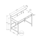 Monarch Specialties - 7703 Bureau 48 po L - Gris/Metal Noir Hauteur Debout-Dimensions du produit: 47.25 pouces L x 23.75 pouces P x 47.5 pouces H