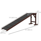 PawHut - Rampe pour animaux, marches de lit pour chien avec tapis antidérapant, 74 po L x 16 po l x 25 po H - brun-Tapis antidérapant sur la rampe pour garantir la sécurité 