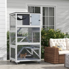 PawHut - Catio 34 L maison pour chat d’extérieur sur roulettes - 33,9 po L x 31,5 po l x 65,9 po H - gris-Avec des roues pour un déplacement facile, dont deux avec freins 