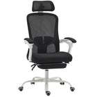 HOMCOM - Fauteuil de bureau ergonomique inclinable - noir-Le soutien lombaire dynamique (haut/bas/avant/arrière) et l’appui-tête (haut/bas/rotation) s’ajustent pour soutenir entièrement votre nuque et votre dos 