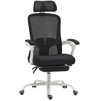 HOMCOM - Fauteuil de bureau ergonomique inclinable - noir-Le soutien lombaire dynamique (haut/bas/avant/arrière) et l’appui-tête (haut/bas/rotation) s’ajustent pour soutenir entièrement votre nuque et votre dos 