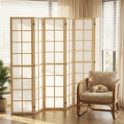 HOMCOM - Séparateur de pièce autoportant 6 panneaux pour chambre - naturel et blanc-Six panneaux permettent un pliage fluide et unidirectionnel selon les besoins  
