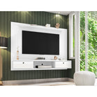 Manhattan Comfort - Centre de divertissement flottant Liberty 70,86 po style milieu du siècle moderne - Blanc-Recommandé pour un téléviseur jusqu'à 65 pouces