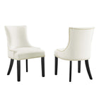 Modway - Marquis Performance Velvet Chaises de salle à manger Ensemble de 2 - Blanc-Cadre en bois massif