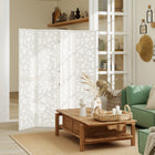 HOMCOM - Séparateur de pièce autoportant à motif géométrique 4 panneaux pour chambre - blanc-Ce séparateur de pièce à quatre panneaux s'étend jusqu'à 63 po (160 cm) de largeur pour une gestion flexible de l'espace  
