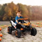 Qaba - UTV électrique 12V à batterie avec démarrage progressif - orange-Modes de contrôle manuel et à distance, équilibrant plaisir et supervision parentale 
