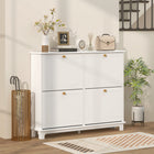 HOMCOM - Armoire à chaussures étroite avec 4 tiroirs rabattables et 5 pieds pour entrée - blanc-Étagères réglables ou amovibles offrant des options de rangement flexibles 