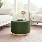 Modway - Tilden Grand velours rond de performance de 23" Rembourré Ottoman - Moss Green Natural-Socle en caoutchouc