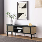 Modway - Miramar 60 po Bois Meuble TV, Noir-Panneau de particules, MDF et rotin naturel