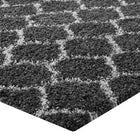 Modway - Solvea Treillis marocain Tapis 5 pi l x 8 pi L Shag Area - Gris foncé et ivoire-Haute densité / Tissé à la machine