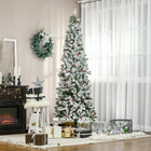 HOMCOM - Sapin de Noël artificiel 7 - 5' forme crayon enneigé - ouverture automatique-La forme de crayon ne prend pas beaucoup de place sur le sol ou sur la table, convenant aux petites pièces ou à un deuxième arbre de Noël dans une entrée 