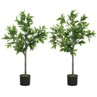 HOMCOM - Plantes artificielles 36 po avec 345 feuilles, lauriers réalistes - vert - lot de 2-Ensemble de deux pièces de laurier réaliste qui améliore l'esthétique de la maison 