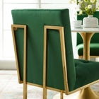 Modway - Privy Acier inoxydable doré Performance Velvet Chaise à manger - Émeraude d’or-Rembourrage en velours polyester Performance