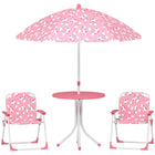 Qaba - Ensemble table de pique-nique et chaises pour enfants avec 2 chaises pliantes et parasol amovible - rose-Cet ensemble de 4 pièces crée une zone de jeu complète pour l’intérieur ou l’extérieur 