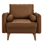 Modway - Revive Rembourré Cuir végane Fauteuil d’accent - Brown-7