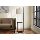 Monarch Specialties - Luminaire - 67 po H Lampadaire - Port Usb Inclus - Métal Noir - Abat-Jour Ivoire / Crème - Contemporain-Une étagère intégrée en stratifié marron foncé avec un port USB est pratique pour recharger les appareils à portée de main, ce qui en fait une pièce d'accent fonctionnelle