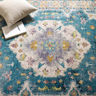 Modway - Success Médaillon vintage floral vieilli Anisah Tapis de 5 pi l x 8 pi L - Bleu ivoire clair, jaune, orange-Protégez les planchers contre le passage des piétons / du mobilier
