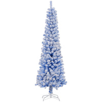HOMCOM - Arbre de Noël artificiel fin floqué de neige artificielle 6pi-Le design floqué de neige ajoute une atmosphère hivernale 