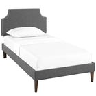 Modway - Corene Tissu Lit plateforme jumelle avec pieds carrés effilés, Gris-Cadre en bois / panneau en particules