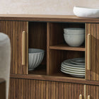 Modway - Radcliffe 63" cannelé Armoire buffet de buffet in Noyer-Trous de gestion des câbles avec couvercles