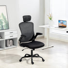 HOMCOM - Chaise de bureau ergonomique avec soutien lombaire 4d - noir-Accoudoirs relevables pour économiser de l'espace et permettre le rangement sous le bureau 