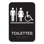 Cosco - Panneau mural ADA Salle de repos avec fauteuil roulant noir et blanc 6 po x 9 po usage intérieur accessible, texte français-Ce panneau mural ADA Salle de repos avec fauteuil roulant comprend un texte en français et une iconographie pour orienter clairement les personnes francophones vers des installations accessibles