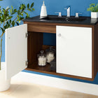 Modway - Transmit 30" Vanité de salle de bain murale - Noir noyer-Bassin d’évier en céramique