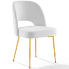 Modway - Rouse Salle à manger Fauteuil d’appoint Ensemble de 2 - Blanc-Pieds en acier inoxydable doré