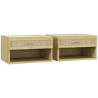 HOMCOM - Tables de chevet flottantes avec tiroir et étagère ouverte - bois naturel - lot de 2-L'ensemble comprend deux tables de chevet. À utiliser ensemble dans un espace pour un look assorti, ou dans des pièces différentes
