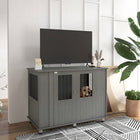 PawHut - Meuble caisse pour chien - table d’appoint niche pour très grands chiens - gris-Surélevé pour protéger de l'humidité 