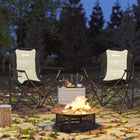 Outsunny - Chaises de camping pliantes avec porte-gobelet, chaises de camping rembourrées pour événements extérieurs, crème-Le tissu Oxford 600D rembourré et résistant aux éclaboussures assure confort et durabilité  