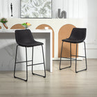 HOMCOM - Tabourets de bar hauteur comptoir avec dossier - brun foncé - paquet de 2-Assise et dossier rembourrés pour un confort optimal 
