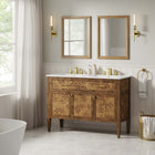 Modway - Elysian 48" Meuble de salle de bain à double lavabo - Brun blanc-Trous centraux de 8"