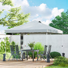 Outsunny - Tente auvent pliante 9.6 pi l x 9.6 pi L avec poches - Installation facile à 1 bouton - Gris clair-Huit trous empêchent l'accumulation d'eau de pluie pour moins d'entretien