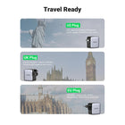 UGREEN - Chargeur Rapide 65W GaN de Voyage Mondial - 1x USB-A/2x USB-C-Puissant et Compact : Avec une puce GaN intégrée, le chargeur est plus petit, charge plus rapidement et est plus économe en énergie. Cela rend l'adaptateur de voyage international facile à emporter lors de vos vacances à l'étranger sans prendre trop de place dans votre valise.