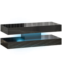 HOMCOM - Table basse à finition brillante avec éclairage LED réglable - noir brillant-Lumières LED RGB avec 16 couleurs, quatre modes et luminosité réglable contrôlées par la télécommande incluse