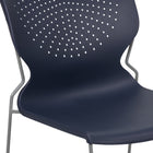 Flash Furniture - Chaise empilable marine à dossier complet de la série HERCULES, cadre enduit de poudre grise, paquet de 5-Conception à dossier et siège en plastique marine aux contours ergonomiques