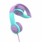 Jlab - Casque d’écoute filaire pliable JBuddies Gen 2 - Rose/Turquoise-Se replie dans un format portable de 5,5 po × 4 po grâce à des charnières sans pincement.