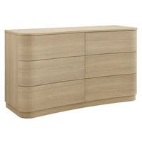 Modway - Mirae 6 tiroirs Commode incurvée, Chêne clair brossé-Commode horizontale à 6 tiroirs