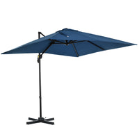 Outsunny - Parasol suspendu carré déporté 8 pi L x 8 pi l avec rotation à 360°, bleu foncé-Parasol de terrasse déporté attrayant et élégant offrant une protection supplémentaire contre les intempéries grâce à son design supérieur avec inclinaison et manivelle  