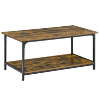 HOMCOM - Table basse rustique avec étagères - brun rustique-Le style industriel apporte un charme particulier à votre maison et convient à d'autres décors