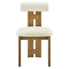 Modway - Torian Tissu Boucle Chaise à manger - Ivoire de chêne français - Ensemble de 2-9