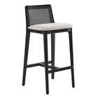 Modway - Monarch Bois et rotin Tabouret de bar - Ivoire à tissage noir noir à bruyère-Cadre en bois de hêtre