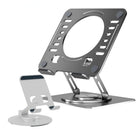 Uncaged Ergonomics - Support pivotant et réglable pour ordinateur portable et téléphone RISE - Argent-Les supports pivotants pour ordinateur portable et téléphone pivotent tous deux à 360 degrés.