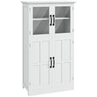 HOMCOM - Armoire de rangement 23,6 po L pour salon - blanc-Design élégant, avec portes vitrées, portes style fenêtre et couleur blanc pur 