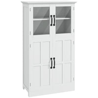 HOMCOM - Armoire de rangement 23,6 po L pour salon - blanc-Design élégant, avec portes vitrées, portes style fenêtre et couleur blanc pur 