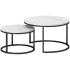 HOMCOM - Tables gigognes rondes 31 po avec plateau effet marbre - blanc - Paquet de 2-Comprend deux tables basses, un ajout parfait à votre maison