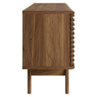 Modway - Render 71 po Meuble téléviseur multimédia, Noyer-Portes coulissantes à lattes